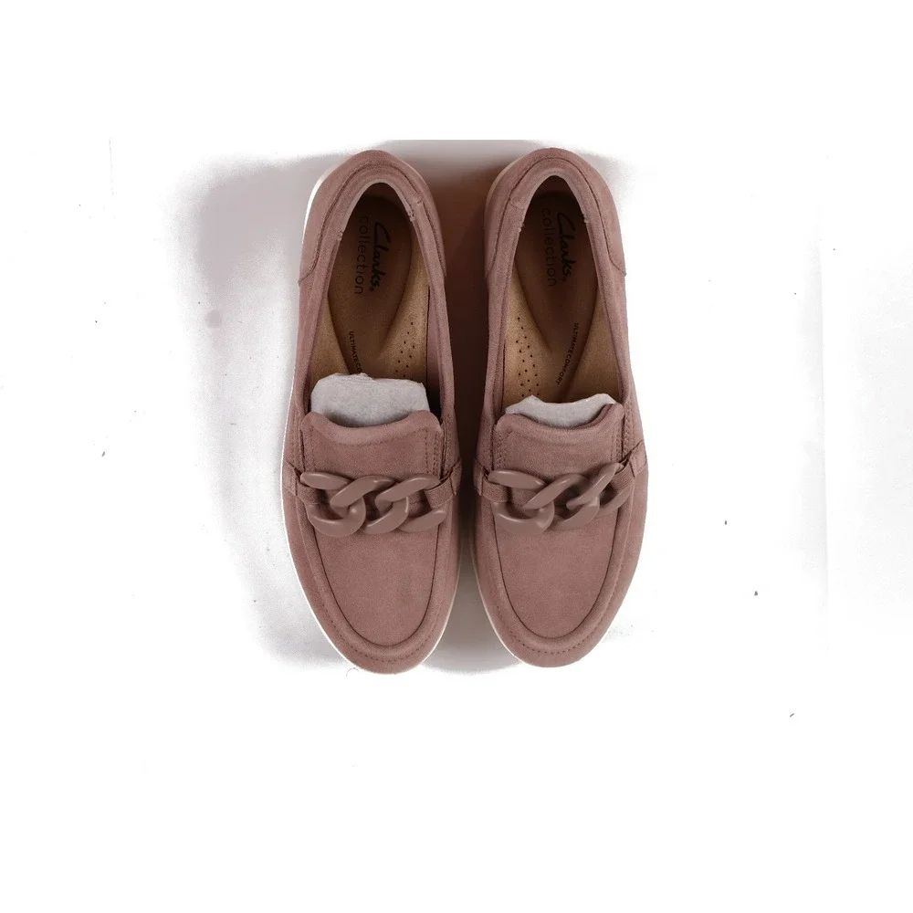 Clarks Loafers Zylah May Mauve Suede Chain Platform 9.5 Suede NWT